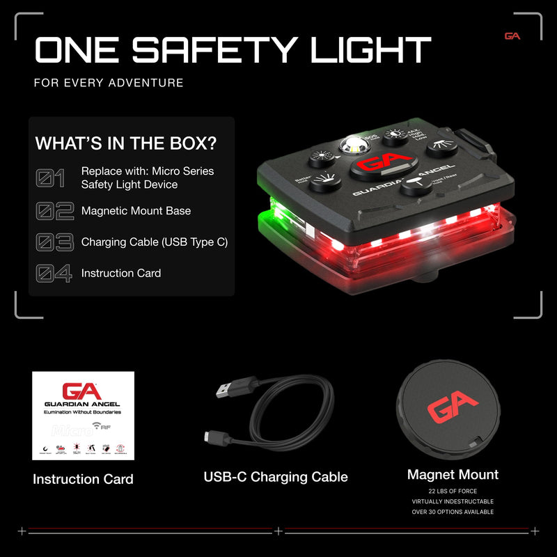 Guardian Angel Micro Series Safety Lights, Beacon Device (Red Front & Green Rear) | Rechargeable, Magnetic & Hands-Free Wearable LED Light for Dog Walking, Cycling, Camping & Kayak Red/Green - BeesActive Australia