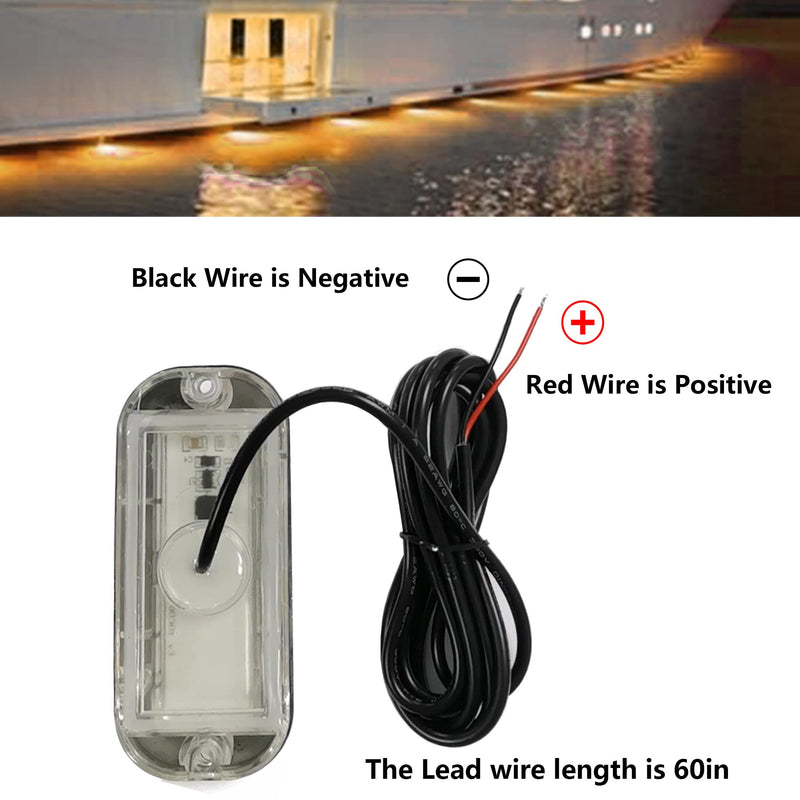 2Pcs 27 LEDs Marine Light, IP68 Waterproof Underwater Boat Light for Pontoon Transom Stern Navigation & Interior Deck, 10-30V DC Amber - BeesActive Australia