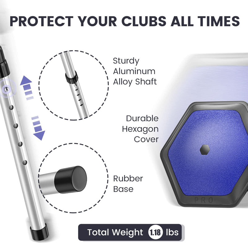 ToVii Portable Golf Club Stiff Arm Support Protector Travel Bag, Sturdy Aluminum Pole, Fully Adjustable to Protect Clubs Blue - BeesActive Australia