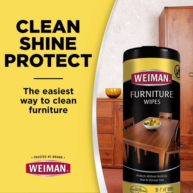 Weiman Wood Cleaner and Polish Wipes - 2 Pack - For Cleaning Furniture, to Beautify and Protect, No Build-Up, Contains Ultra Violet Protection, Pleasant Scent, Surface Safe - 30 Count 20 Count (Pack of 3) - BeesActive Australia