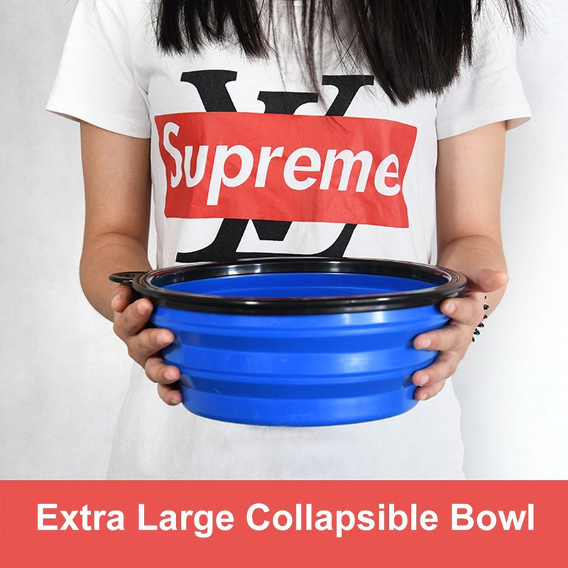 Extra Large Collapsible Dog Bowl, XL Travel Dog Bowl, Foldable Travel Water Dish, 102oz X-large Portable Collapsable Traveling Bowls with Carabiner for Dogs Walking, Hiking (Blue) Extra Large, 102oz 102oz-Blue - BeesActive Australia