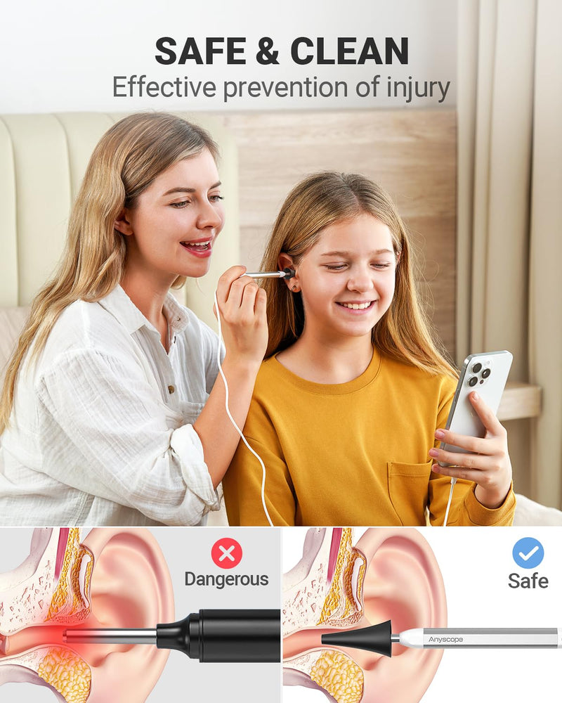 HD Digital Otoscope, Video Ear Scope Otoscope with Light, Ultra Clear View Ear Camera with Ear Wax Removal Tools, Compatible with iPhone and Android Devices (Silver) ﻿ Silver - BeesActive Australia