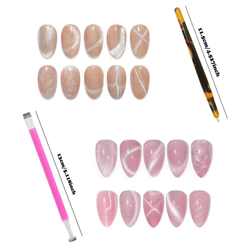 10Pcs Cat Eye Nail Magnet Set Cat Eye Magnet for Nails, Nail Magnets for Nail Art Cat Eye Nails 3D Strong Pen, Magnet Rod, Manicure Tool, Double Head Nail Magnet Rod for Making Cat Eye Nails - BeesActive Australia