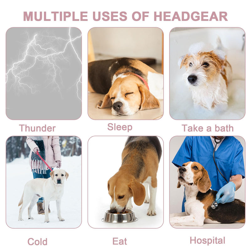 2 Pcs Dog Snood, Ear Protectors, Dog Calming Hood for Grooming and Bath Drying, Pet Ear Covers, Dogs Neck and Ears Warmer Headwear for Comfort, Pet Cats and Dogs Ear Protector, M (Pink) Pink