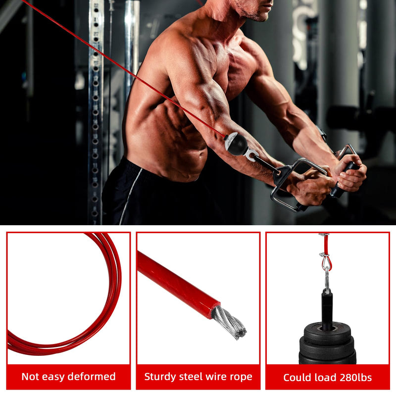 Replacement Cables for Home Gym, Fitness Pulley Cable, Weight Machine Replacement Cable with Stopper Ball 196 inch Red Adjustable length - BeesActive Australia