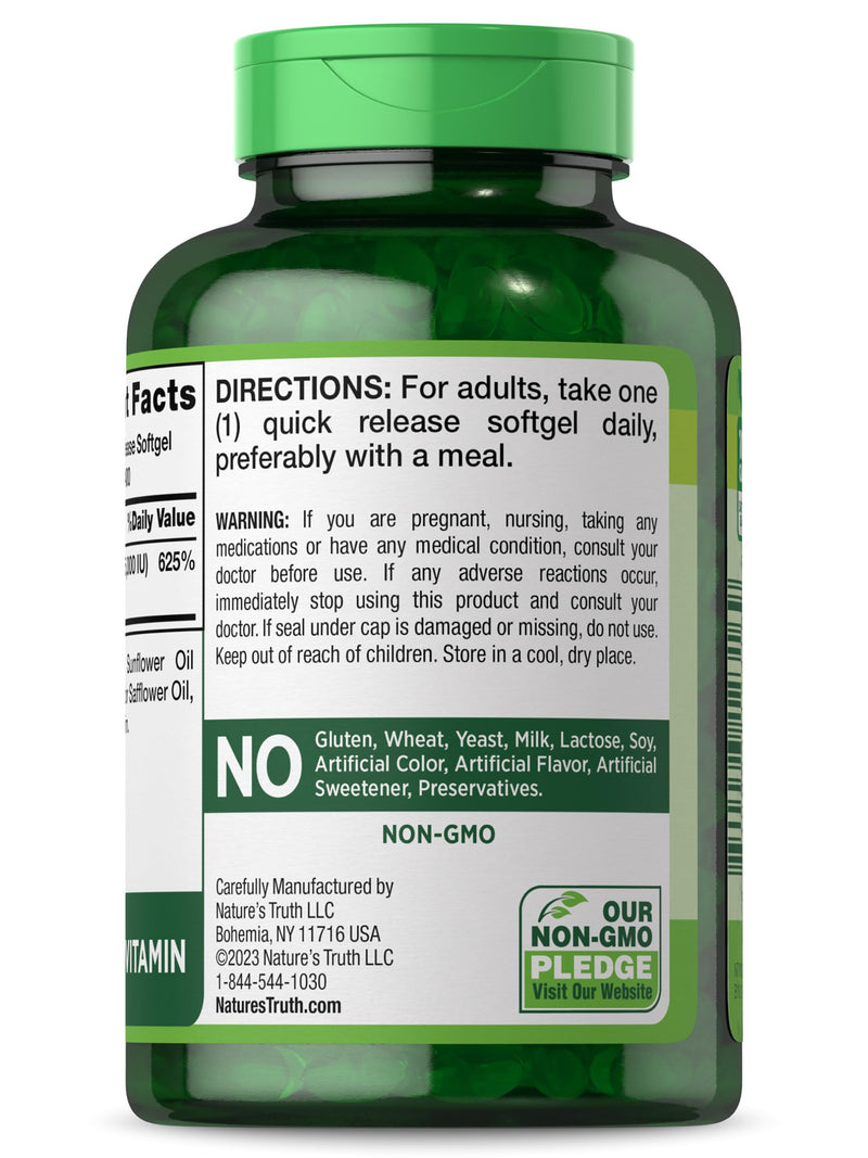 Nature's Truth Vitamin D3 5000 IU Softgels | 400 Count | High Potency 400 Count (Pack of 1)
