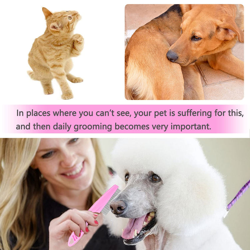 Cat Comb Dog Comb Fine Tooth Comb Pet Comb Grooming Set For Grooming And Removing Dandruff Flakes Remove Float Hair Tear Marks (pink) pink - BeesActive Australia
