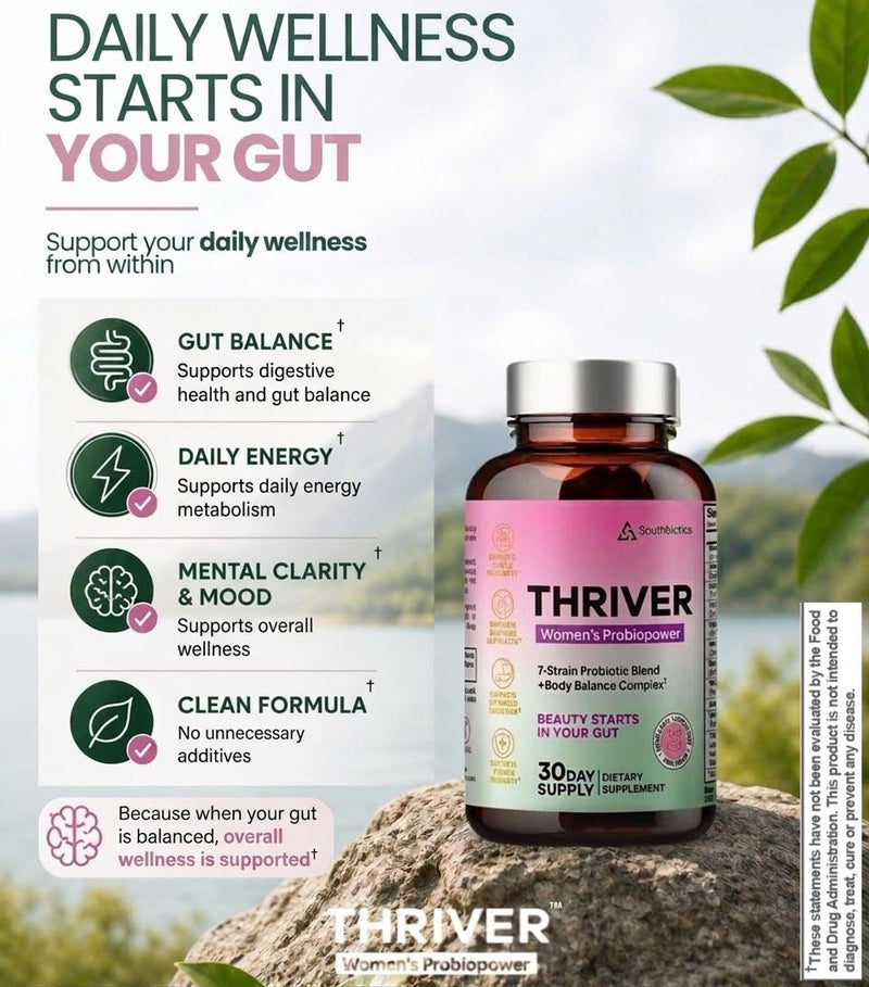 Women's Daily Gut Health Formula | Probiotics, Prebiotics, Vitamin D & B12 | One Daily Vegan Capsule | Botanical Blend | Non-GMO | Made in USA