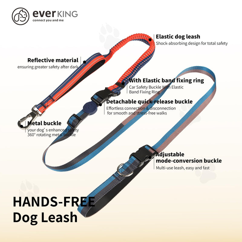 ‌EVERKING 6ft Hands-Free Dog Leash - 6-in-1 Adjustable with 360° Rotating Buckle, Night Reflective & Shock Absorbing for Large/Small Dogs (Up to 120lbs) (Dark Blue) Dark blue - BeesActive Australia