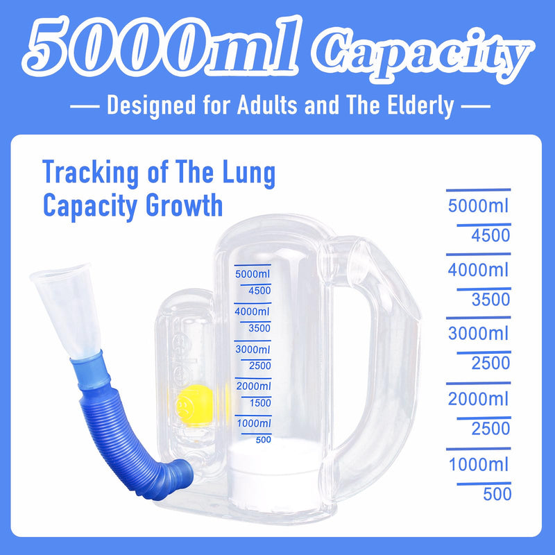 Breathing Exercise Device for Lungs,Deep Breathing Trainer for Children and Adult,5000ml Volume Measurement with Flow Rate Indicator. - BeesActive Australia