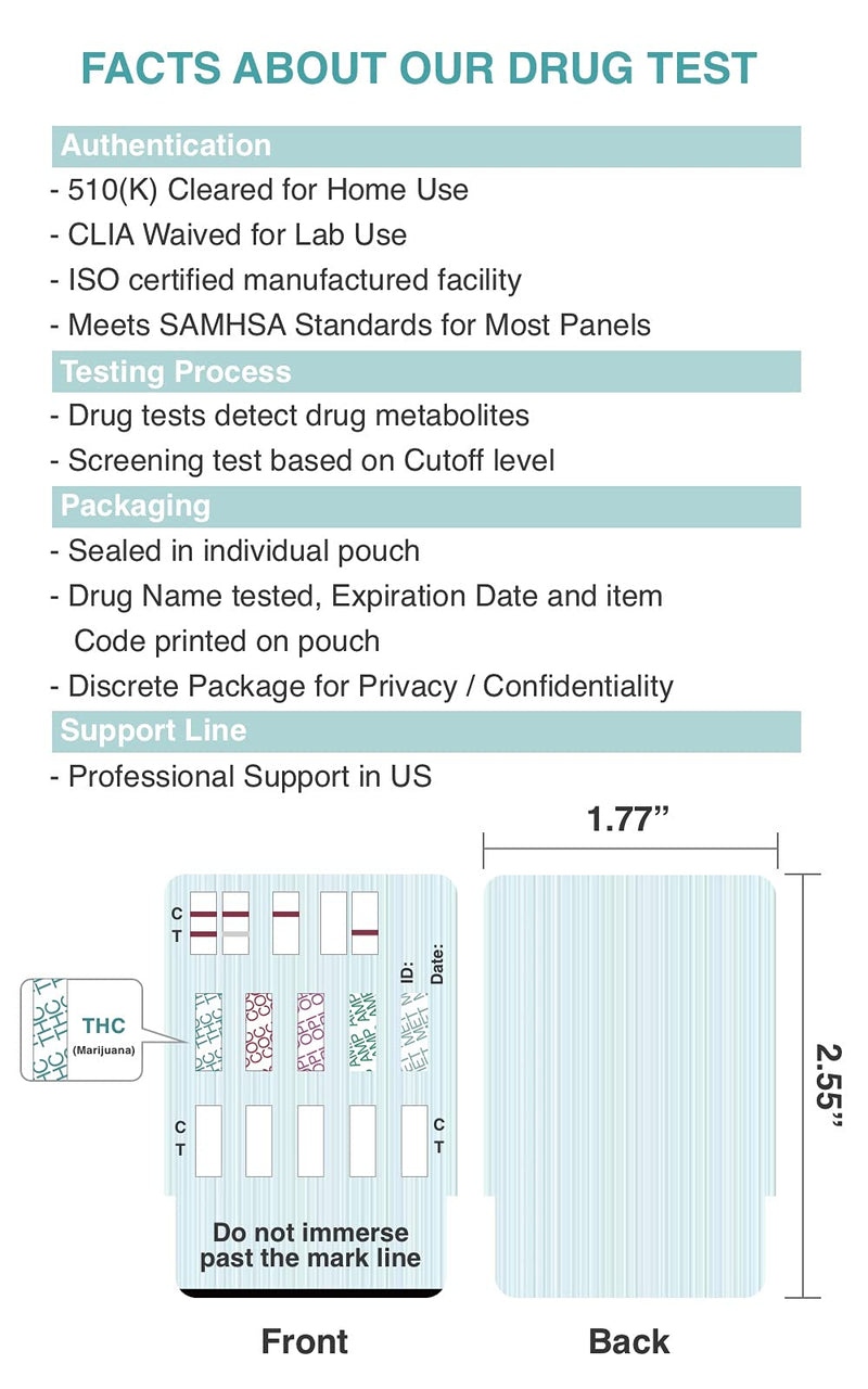 Easy@Home 5 Panel Instant Drug Test Kits - Testing Marijuana (THC), COC, OPI 2000, AMP, MET/mAMP- Urine Dip Drug Testing -#EDOAP-254-15 Pack FSA or HSA Eligible 15 Count (Pack of 1) - BeesActive Australia