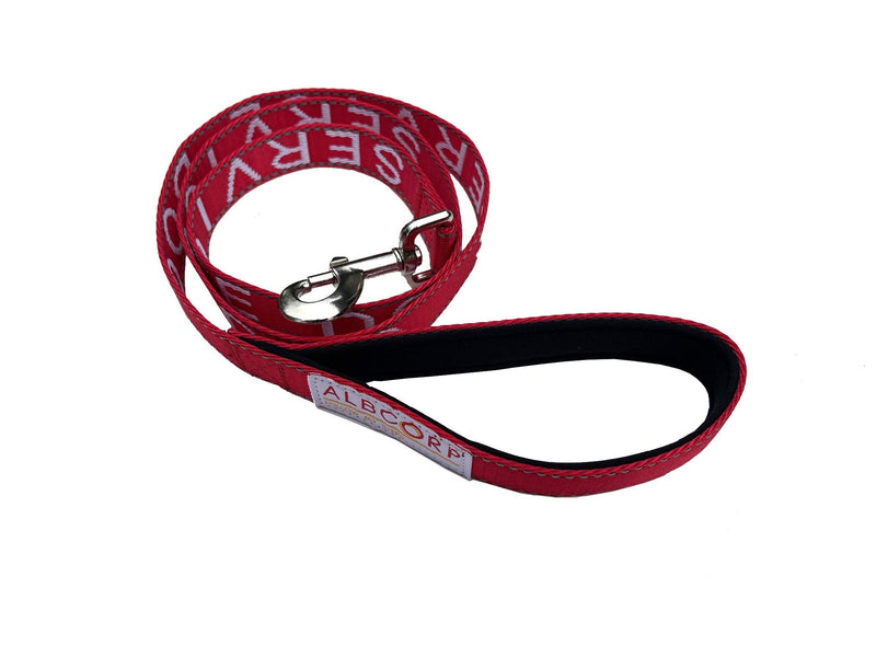 Albcorp Service Dog Leash - Embroidered- with Padded Neoprene Handle and Reflective threads, 4 Feet, for Harnesses, Vests or Collars, Red - BeesActive Australia
