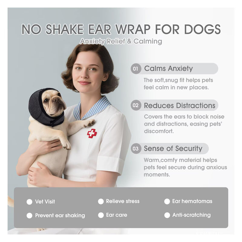IECOii Dog Calming Hoodie,Waterproof Pet Calming Hood for Swimming Bathing,Anxiety Relief & Noise Protection,Adjustable Dog No Shake Ear Wraps for Firework,Grooming,Thunderstorms,Separation,Grey,S Small(Head Circle:10"-15",Weight:17-39 lb) Grey
