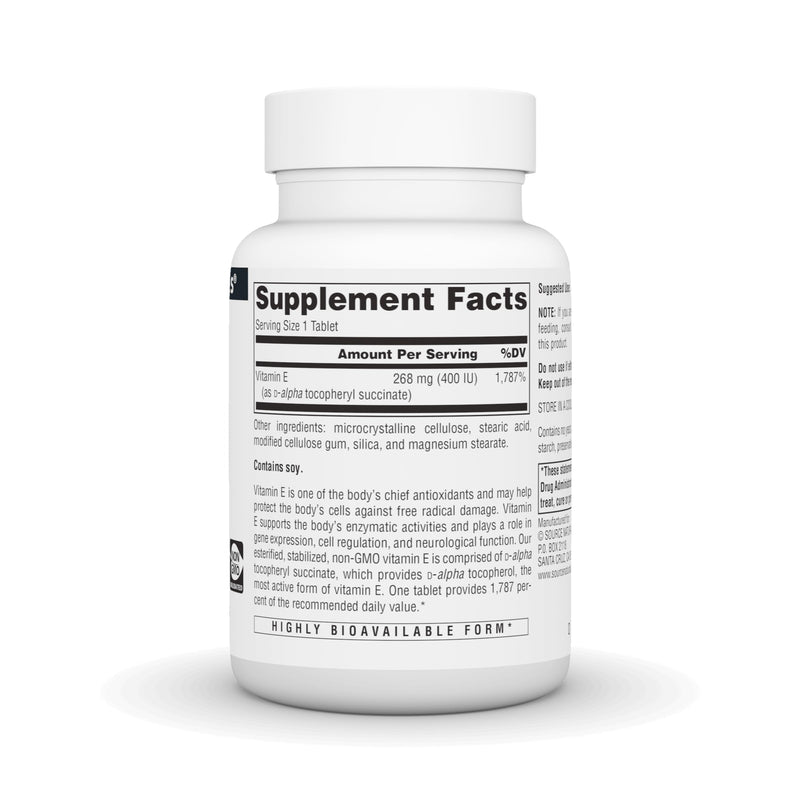 Source Naturals, Non-GMO Vitamin E - 268 mg (400 IU) - 60 Tablets | Antioxidant Support Unflavored 60 Count (Pack of 1)