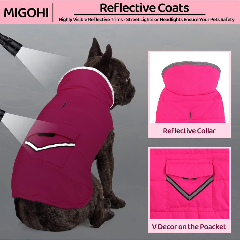 MIGOHI Warm Dog Coat, Winter Dog Jacket for Cold Weather, Reflective Windproof Dog Fleece Vest Thick Dog Apparel with Leash Hole and Furry Collar for Puppy Small Medium Large Dogs, Pink XXXL XXX-Large - BeesActive Australia