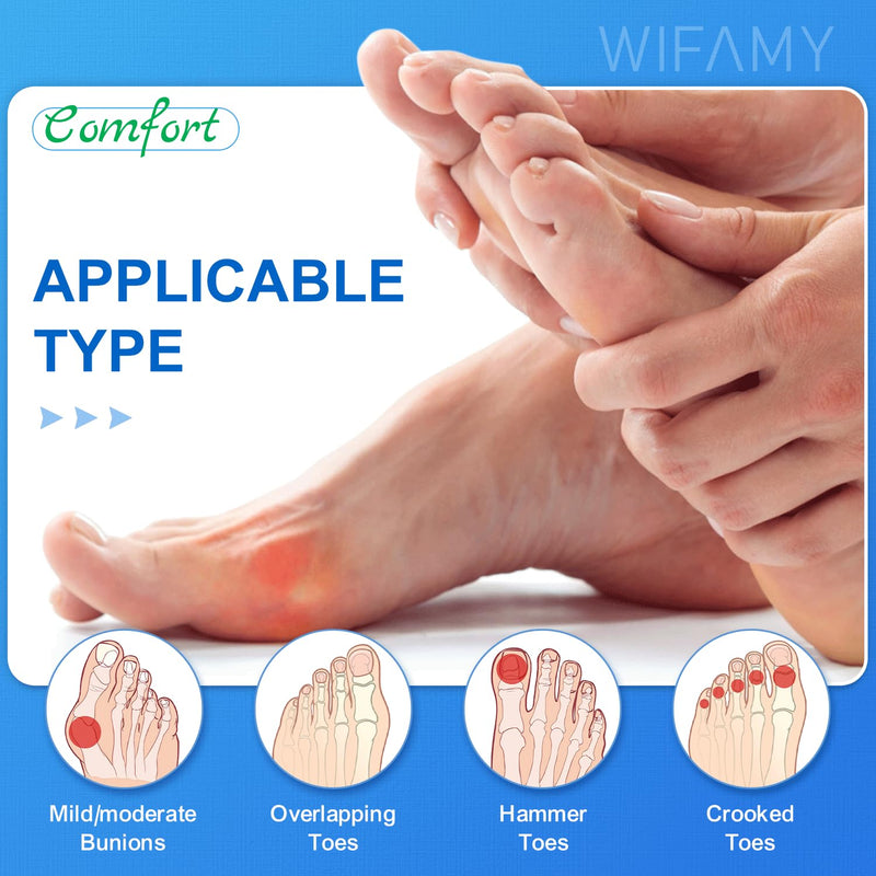Wifamy Bunion Corrector For Women Big Toe: Soft Gel Toe Separators For Women - Adjustable Straps & Breathable Design - Day/Night Pain Relief For High Heels & Flats