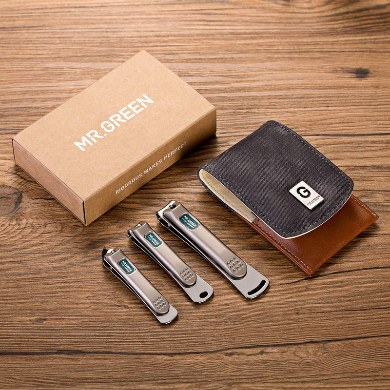 MR.GREEN 3 pcs Nail Clippers Set Stainless Steel Nail Clippers & Slant EDG Toenail Clipper Cutter for Men and Women Mr-6038