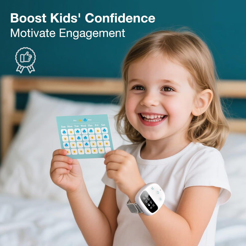 Wireless Bedwetting Alarm for Boys and Girls, Rechargeable Enuresis Alarm with 3 Modes & Timer, Waterproof & Reusable Sensor, Highly Sensitive Bed Wetting Solutions for Elderly, Kids, Grey
