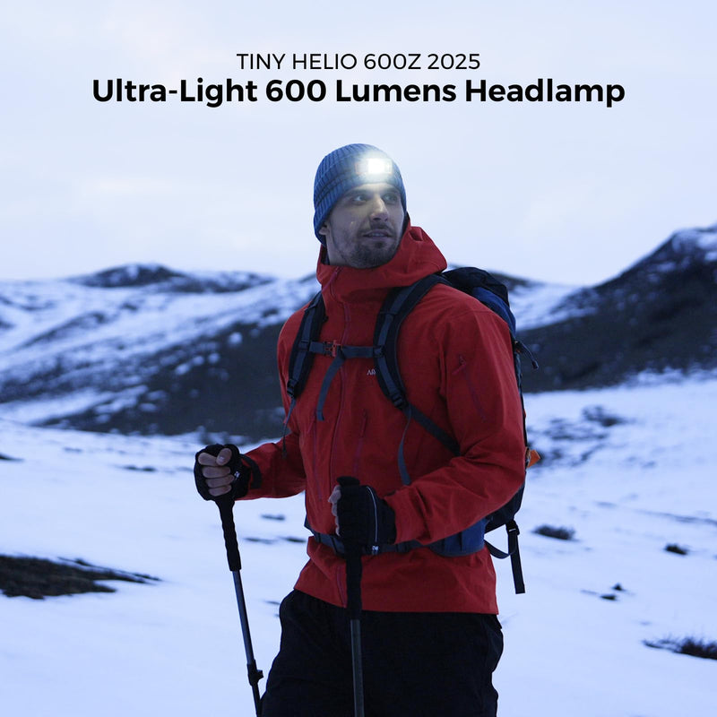 FLEXTAILGEAR 1-600 Lumen Ultra Bright Lightweight Headlamp, USB-C Rechargeable Outdoor Headlamp with White Red Light, Adjustable Headband for Camping, Back Packing, Hiking, Fishing Orange