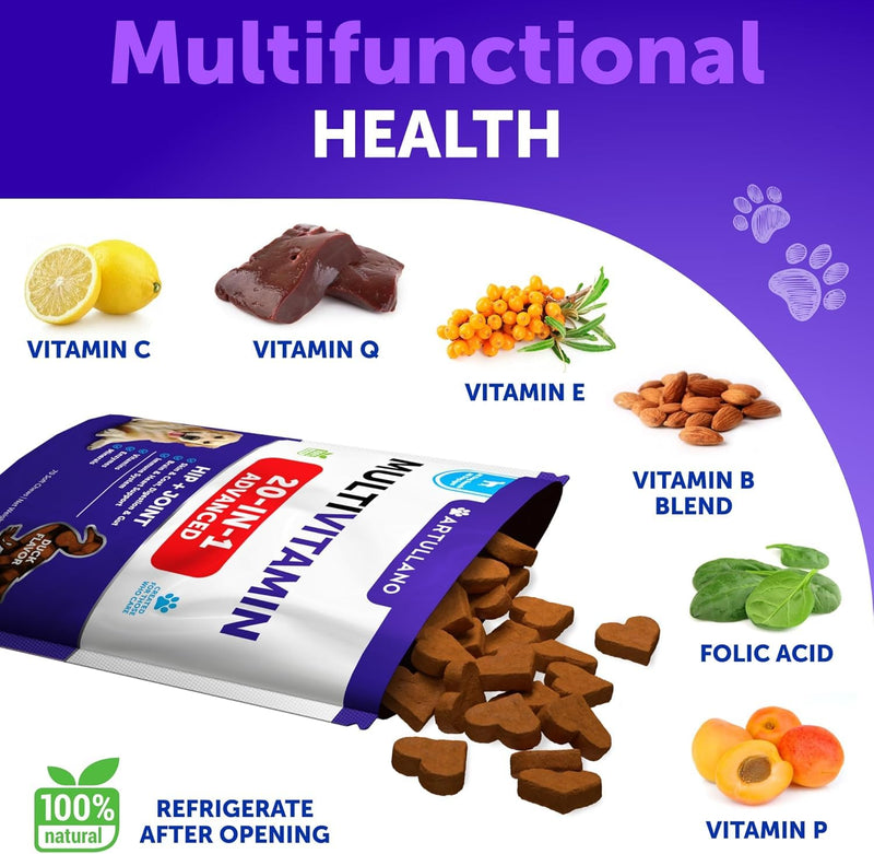 26 in 1 Dog Multivitamin with Glucosamine - Chewable Dog Vitamins and Supplements - Senior & Puppy Multivitamin Chews for Pet Hip & Joint Support, Immunity, Mobility, Skin, Digestion - 70 Soft Treats Multivitamin Chews - 70 Count