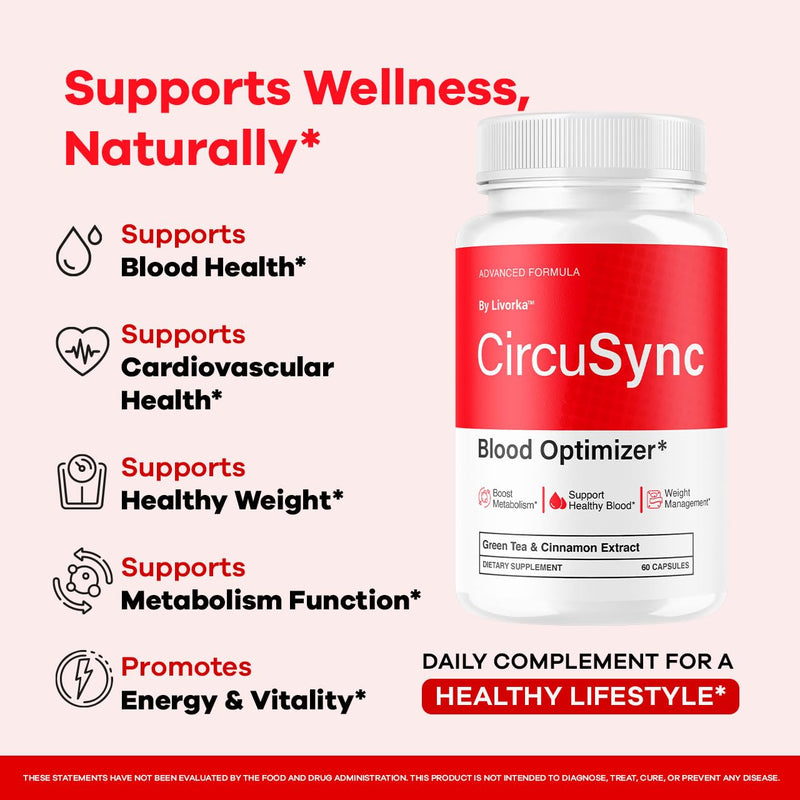 Circusync Capsules - Official Circu Sync Advanced Blood Health Support Supplement Pills - Maximum Strength, Natural Vitamins Formula for Overall Health & Wellness, 60 Capsules for 1 Month