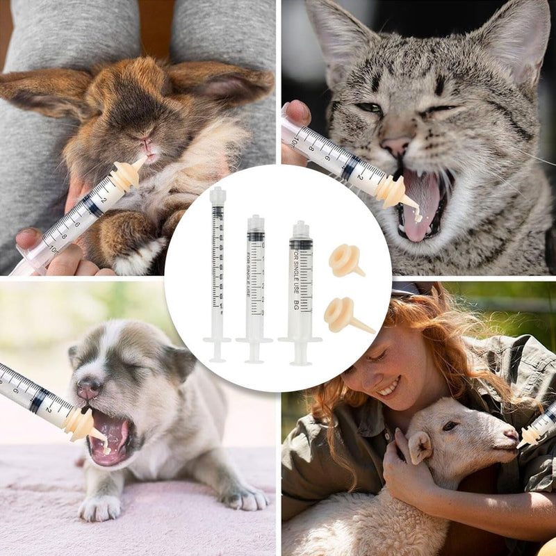 BZKSER 3 pieces pet syringe for feeding pets, with silicone pacifier for feeding cats, for puppies, kittens, squirrels and other newborn pets - BeesActive Australia