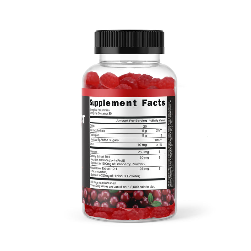 Potent Cranberry Gummies with D Mannose - Urinary Tract Health for Women & Men, Urinary Flush & Bladder Fast-Acting Support Supplements with Hibiscus Powder, 60 Count 60 Count (Pack of 1)