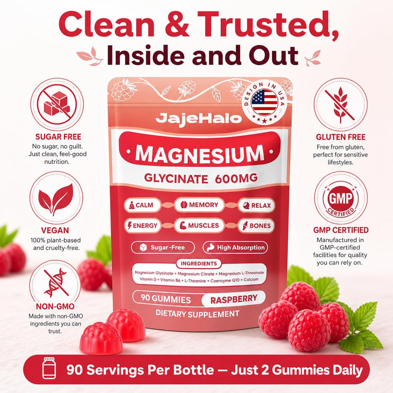 Magnesium Glycinate Gummies 600mg Sleep & Focus, 90 Count | 1000mg magnesium complex: glycinate, L-threonate & citrate with CoQ10, D3 & B6 for sleep, focus and energy.