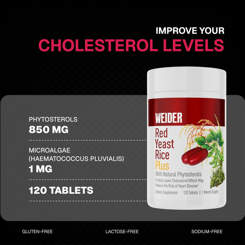 Weider Red Yeast Rice Plus 1200mg, with 850mg of Natural Phytosterols, Gluten Free White 120 Count (Pack of 1) - BeesActive Australia