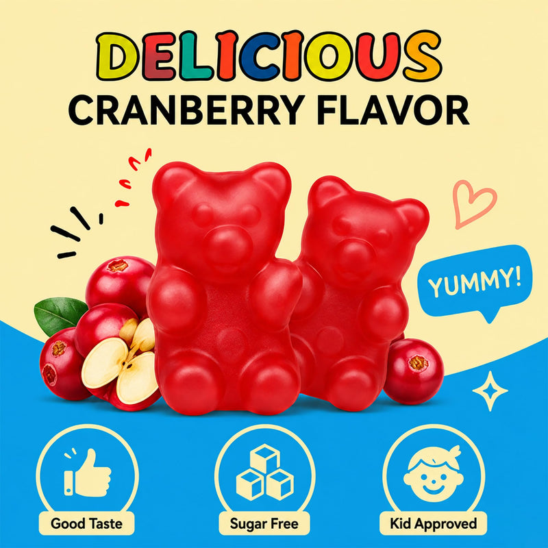 D-Mannose with Cranberry Gummies for Kids, Urinary Tract Health Support | Sugar Free D-Mannose Cranberry Supplement with Inulin, Elderberry, Vitamin C & Zinc for Gut and Daily Wellness Support