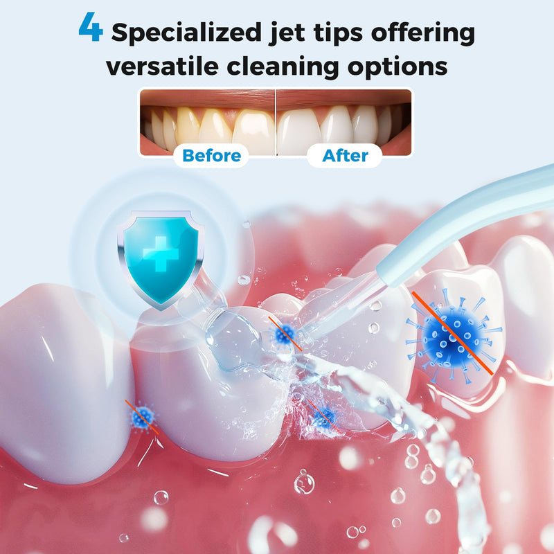 LINKEVAP Water Flosser for Teeth Pick,360ML Rechargeable Travel Oral Irrigator Cleaner,IPX7 Waterproof Daily Dental Care Machine for Home (Blue) Blue