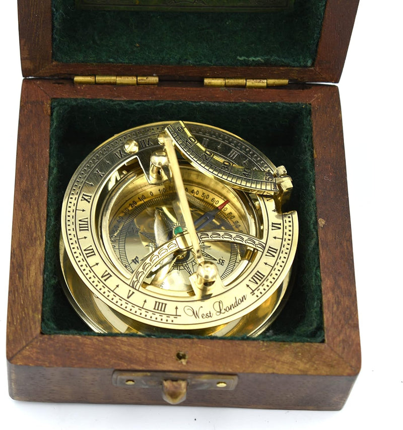 Anniversary Sundial Compass Gift for Him or Her-Unique Gift Ideas for Husband or Wife, Men Wedding Anniversary 50th 40th 25th 20th Year Celebration, Naval Maritime Pocket Watch Clock, Sun Clock - BeesActive Australia