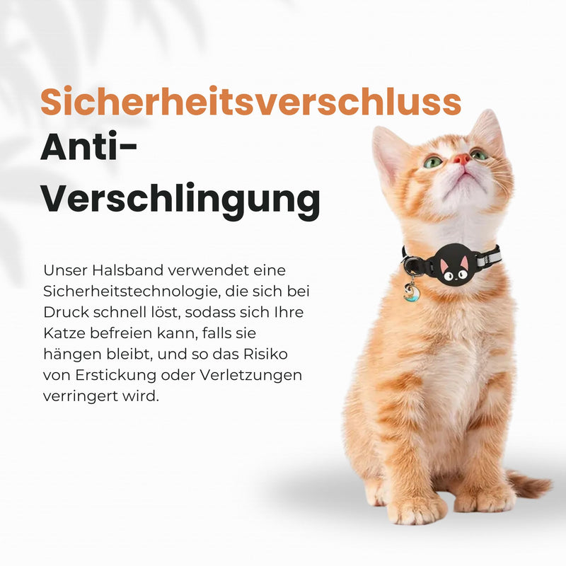 Kittytag Cat Collar with Accessories Compatible with Apple Airtag Reflective and Luminous GPS Cat with Anti-Throttling Adjustable GPS Airtag Not Included Black - BeesActive Australia