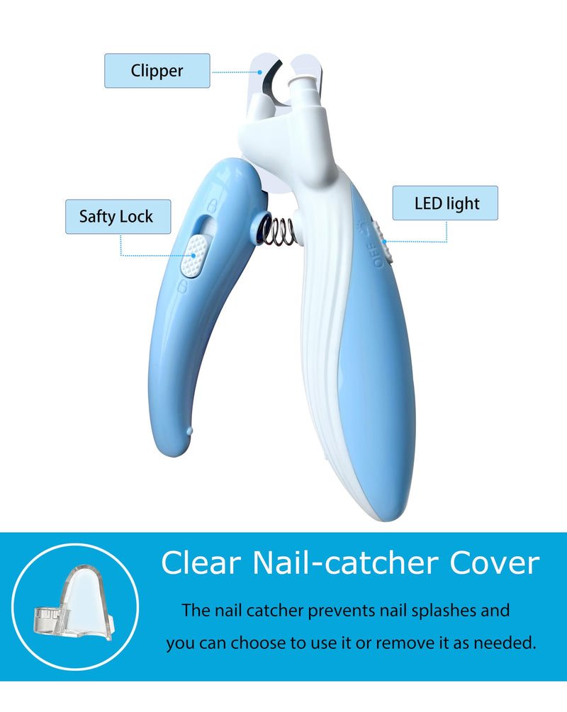 Cat Dog Pet Nail Clippers with Light, Llluminates Cat Dog Nails Or Bloodline, Safety Pet Nail Clipper for Dogs, Cats, Rabbits, Sharp, No Nail Splitting(Blue) Blue - BeesActive Australia