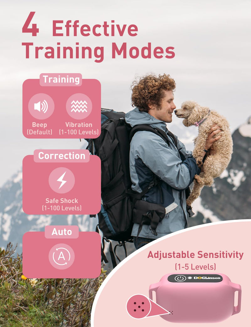 2-in-1 Bark and Shock Collar for Dogs, Smart Anti Barking Dog Training Collar with 5 Adjustable Sensitivity, Automatic Bark Collar with Remote, Vibration, Beep, Shock and Automatic - BeesActive Australia