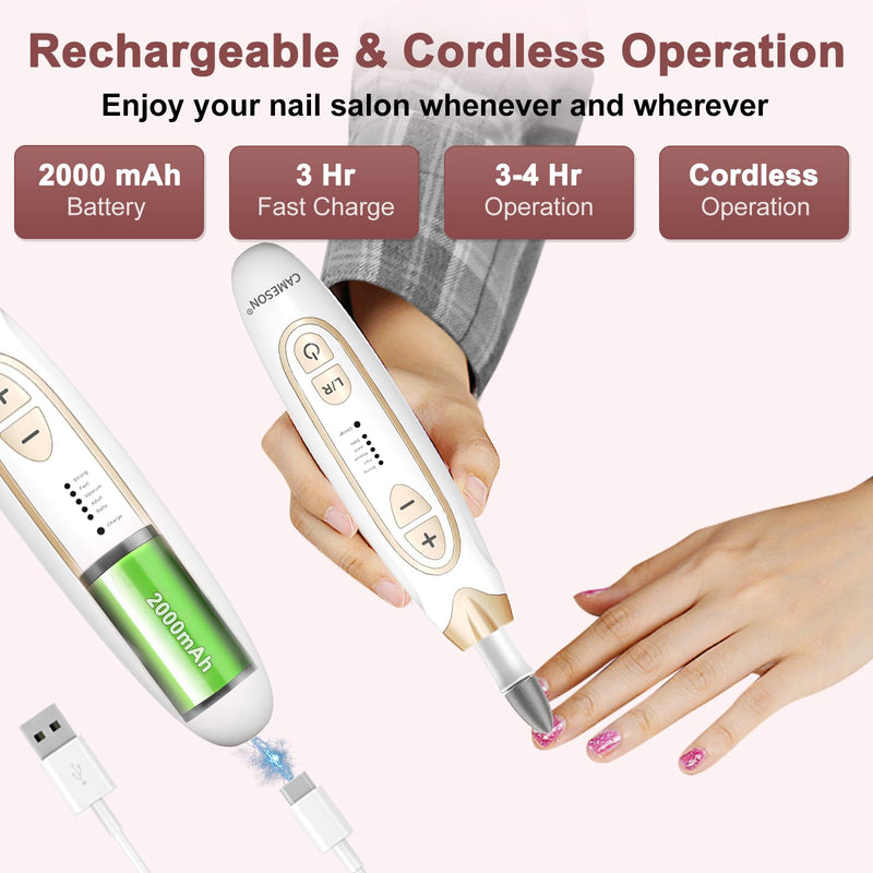 Electric Toe Nail Buffer and Sander, Toenail Grinder for Thick Toenails, Rechargeable Cordless Nail File Drill Set, Manicure and Pedicure Kit, Nails Care Tool for Men Women Seniors Adults Humans