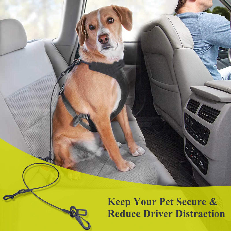 VIVAGLORY Dog Seat Belt, Chew Proof Waterproof Multi-Functional Dogs Safety Belt, Heavy Duty Steel Rope Pet Car Seatbelt Rrestraint Harness for Small Medium Dogs, 28", Black 28 Inch - BeesActive Australia