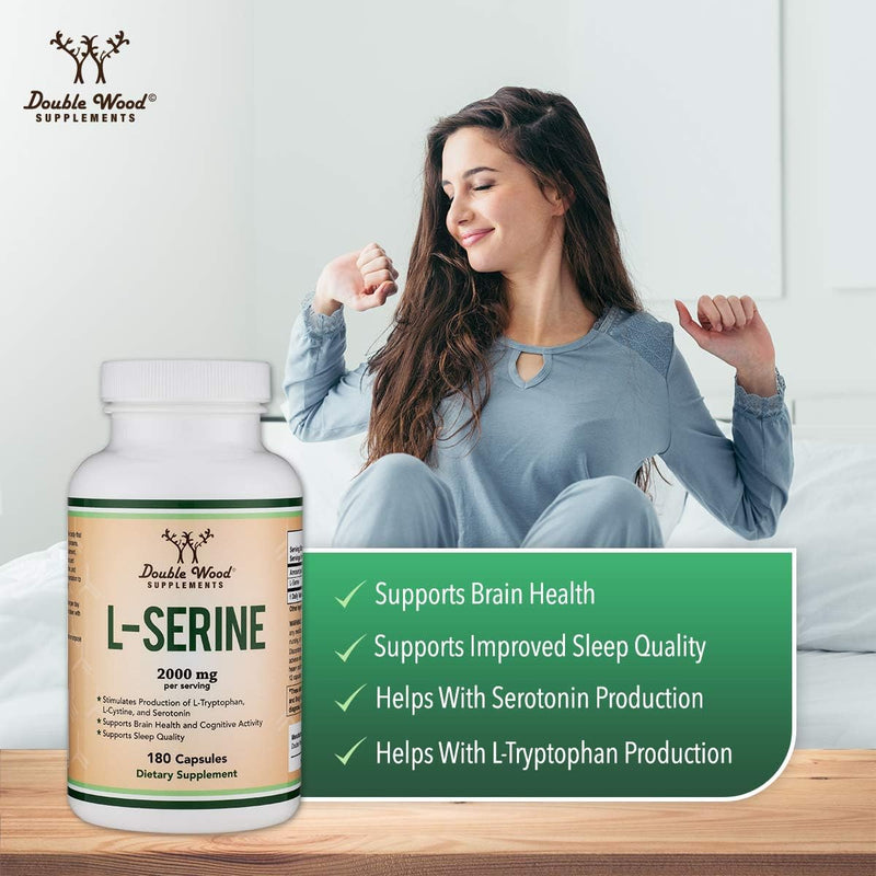 L-Serine 2,000mg, Memory, Clarity + Sleep Support, 180 Capsules | Memory, Clarity + Sleep Supplement, Full 2,000mg Clinical Serving, Nerve Support for the Aging Brain, Vegetarian, 45 Servings