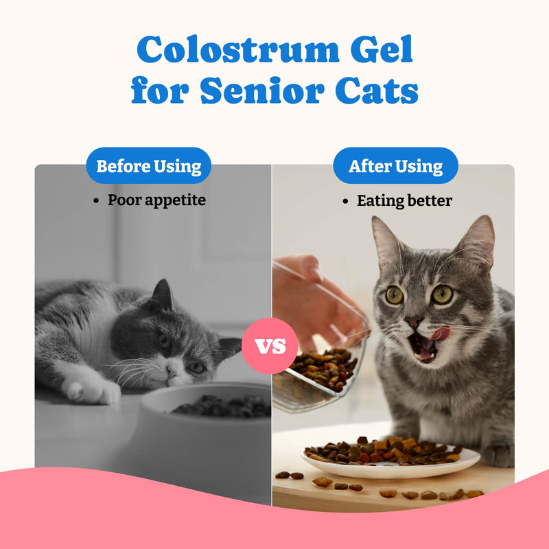 2 Pack Colostrum Nutritional Gel for Dog & Cat - High Calorie Supplement for Senior Dogs Cats, Stimulate Appetite for Cats, Immune Support, Dog Cat Weight Gainer, Elderly Pets Supplement Pack of 2