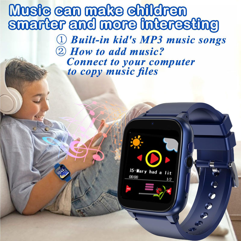 Smart Watch for Kids, Girls Boys Smartwatch with 26 Games Camera Video Recorder and Player, Pedometer Calendar Flashlight, Audio Book etc.,Toys Gifts for 4-12 Years Children (Blue) Casual