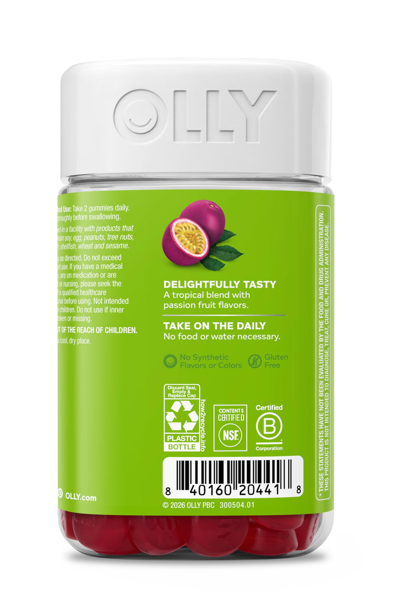 OLLY Daily Energy, Caffeine Free, 300 mcg Vitamin B12, CoQ10-120 Count Regular Strength 120 Count (Pack of 1)