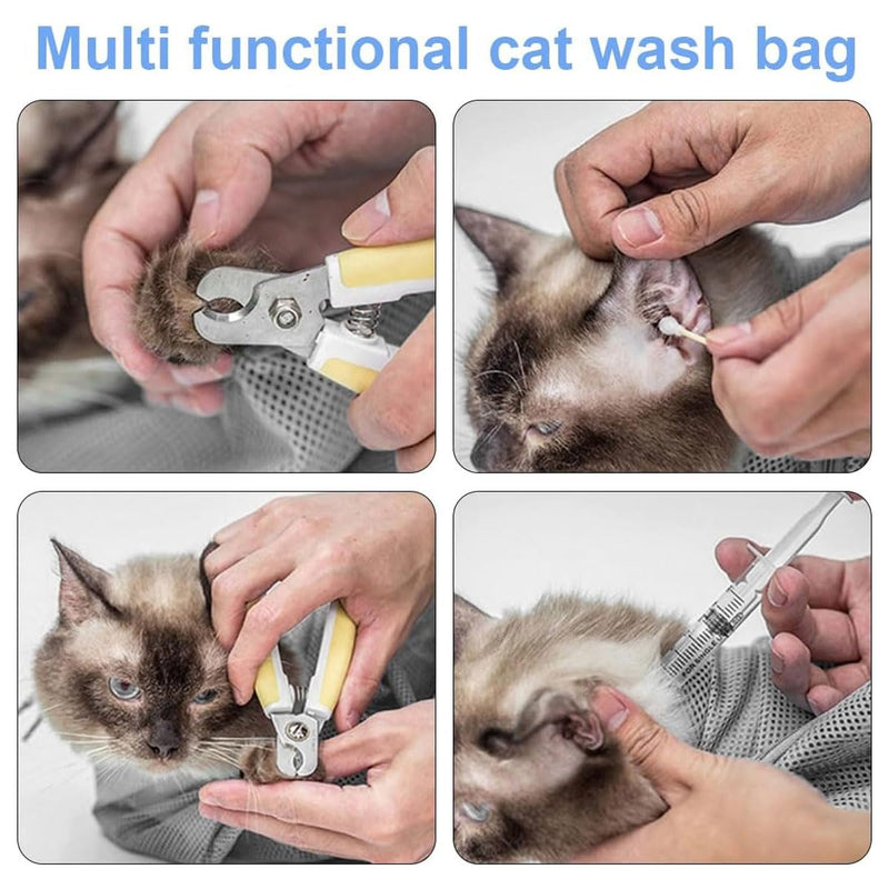 EORPAVU Cat Claw Care, Cat Claw Care, Adjustable Cat Bath Bag, Fixed Bag for Cats and Dogs, Bath Bag, Grooming Bag (20" x 12.5") - BeesActive Australia