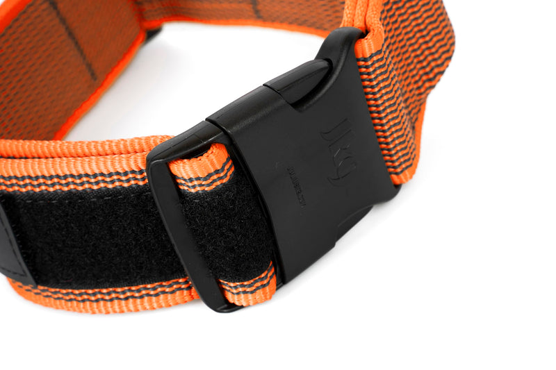 Julius-K9 Color & Gray Collar with Handle, Safety Clasp and Interchangeable Patch, 40mm (38-53cm), Orange-Grey with Handle 40mm (38-53cm) - BeesActive Australia
