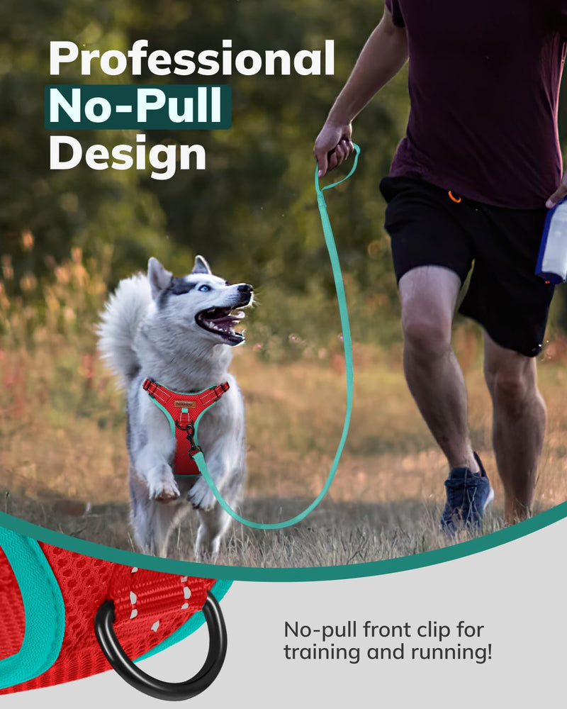 MIDOG Dog Harness, No-Pull Pet Harness and Leash Set for Small Medium Large Dogs Walking, No Choke Front Clip Dog Reflective Harness, Adjustable Soft Padded Pet Vest with Easy Control Handle (Red,L) Red - BeesActive Australia