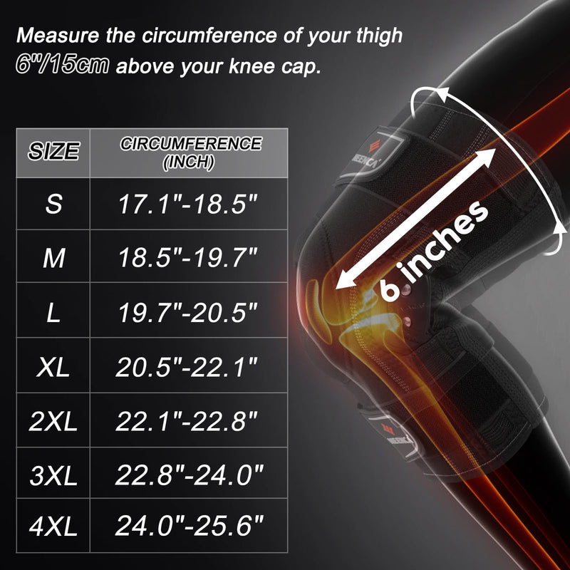 NEENCA Professional Knee Brace for Knee Pain, Adjustable Hinged Knee Support with Removable Side Stabilizers, Strong Stability for Joint Pain Relief, Arthritis, Meniscus Tear, ACL, PCL, Runner, Sports Large Black - Single