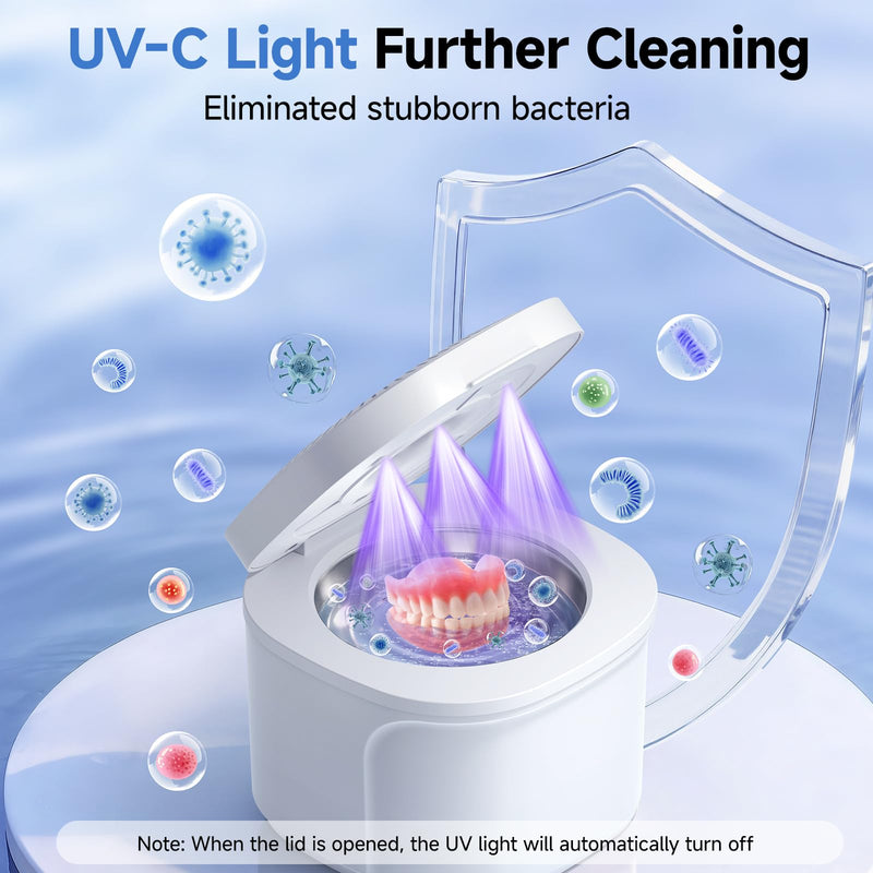 Ultrasonic Retainer Cleaner Machine, 45kHz Dental Cleaning Pod for Denture, Aligner, Nightguard, Mouth Guard, Toothbrush, Jewelry, with Digital Timer, 200ML & 4 Modes for All Dental Appliances S White - BeesActive Australia