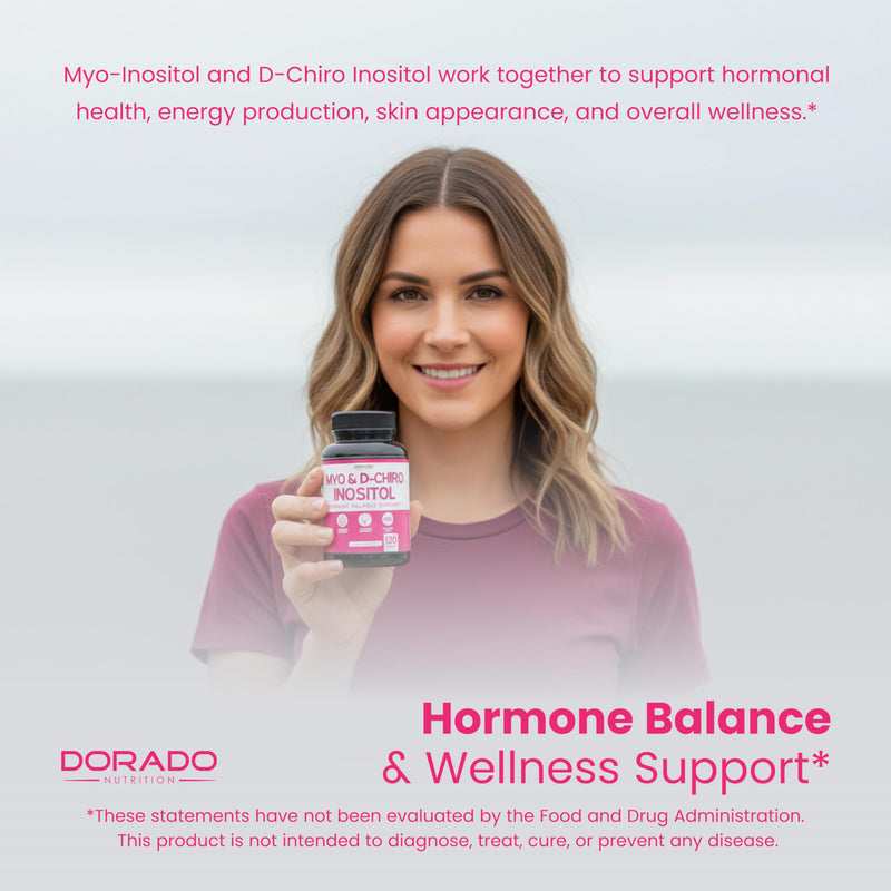 Myo-Inositol & D-Chiro Inositol Supplement For Women (120 Capsules, 2050mg Per Serving Ideal 40:1 Ratio Myo Inositol) Hormone Balance for Women - Third Party Tested, Vegan Safe & USA Made - 120 Count 120 Count (Pack of 1) - BeesActive Australia