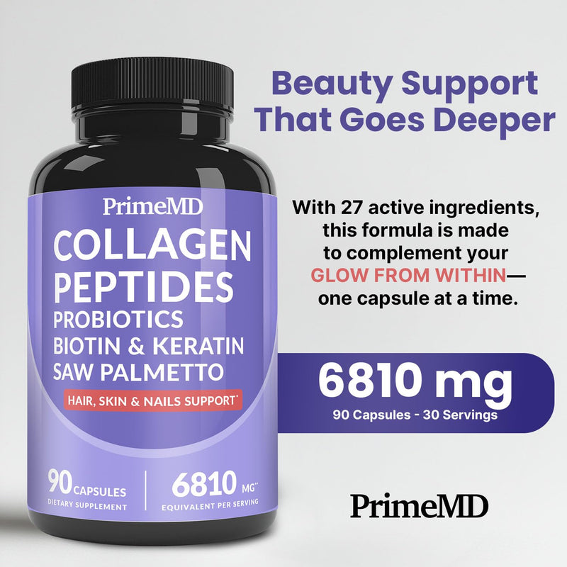 27-in-1 Hair Skin and Nails Vitamins (6810mg) with Biotin 10000mcg - Collagen Supplements for Men and Women - Keratin Supplements with Probiotics and Saw Palmetto, 90ct | Hair, Skin and Nails Support, Biotin, Collagen and Keratin with Saw Palmetto, Bea...