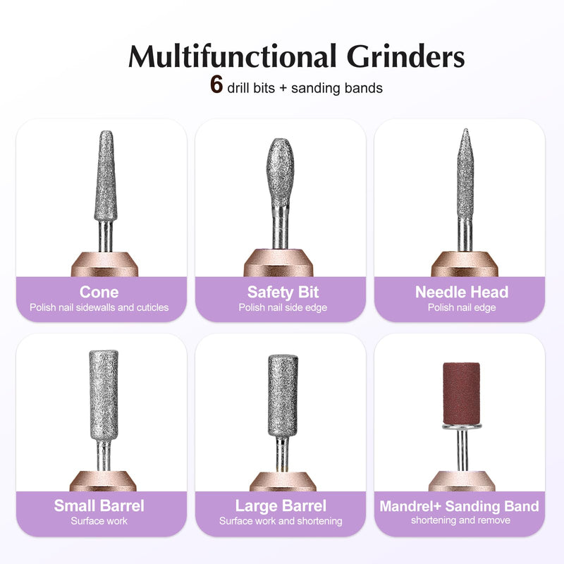COSLUS C40 Electric Nail Drill File Professional: for Acrylic Gel Dip Powder Nails Portable Nail Machine Kit Manicure Pedicure Tools Polishing Set with Nail Drill Bits Sanding Bands Golden - BeesActive Australia