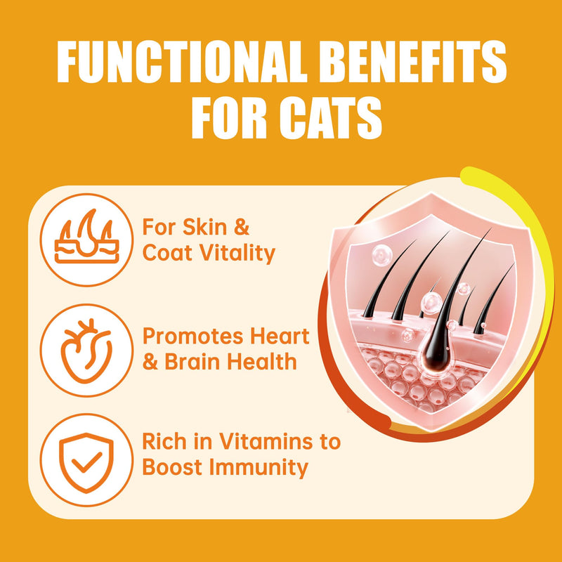 Just Try 3.38 Fl Oz Fish Oil Paste Salmon Oil & Cat Vitamins for Indoor Cats, Omega-3 Supports Skin & Coat Health, Chicken Flavor